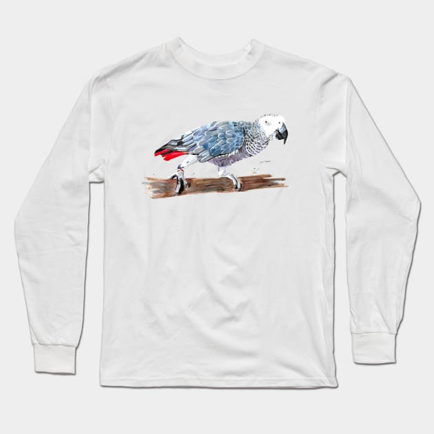 African Grey Parrot 2 Long Sleeve T-Shirt by lucafon18